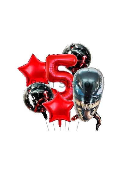 Zehirli Öfke Venom 4 Yaş Doğum Günü Balon Set Venom Kırmızı Konsept Doğum Günü Parti Balon Set 5