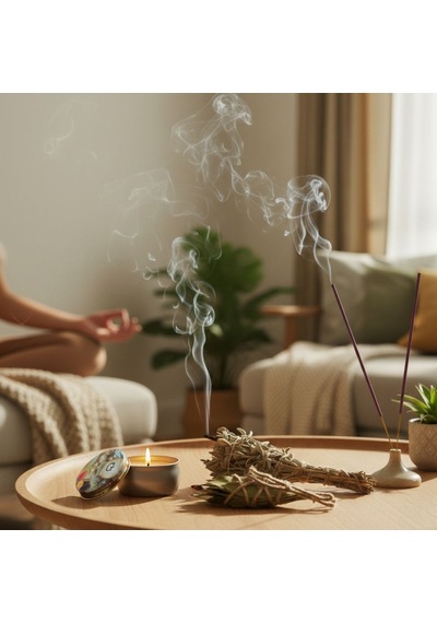 Dyris Antistres Doğal Tütsü Seti – Adaçayı, Defne Yaprağı, Doğal Kokulu Mum ile Rahatlatıcı Meditasyon & Aromaterapi Seti