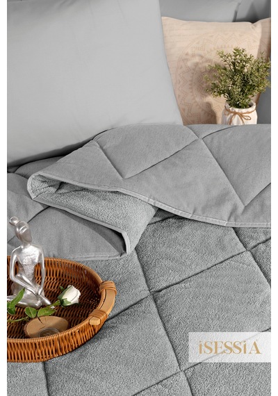 Veloria Wellsoft Çift Kişilik Yorgan Çift Taraflı Ultra Yumuşak 4 Mevsim Konfor 195x215 Cm Gri