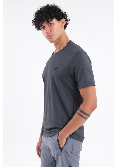 Rowinger Bisiklet Yaka Merserize Erkek Spor T-shirt Siyah