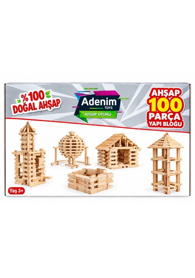 Wood City Blocks Ev Yapma Oyunu 100 Parça Ahşap Yapı Bloğu - %100 Doğal Ahşap Eğitici Zeka Blokları Ve Kule Oyunu