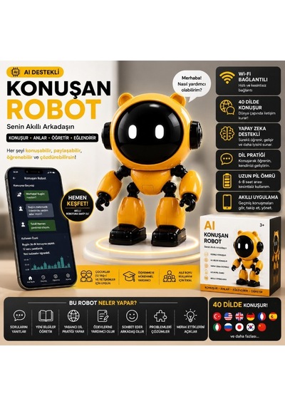Özel Üretim Konuşan Oyuncak Eğlence Aleti Konuşma Özellikli Akıllı Yapay Zeka Robotu Wifi Uygulamalı
