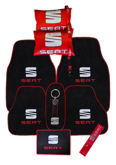 Seat Uyumlu 5 Li Oto Halı Paspas & Dijital Baskılı Araç Boyun Yastığı & Çok Parçalı Oto Aksesuar Seti