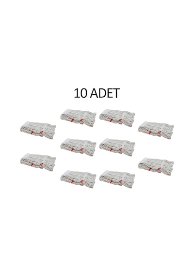Cod-Ex Geniş Yedek Islak Mop Paspas Başlığı Püskül Pamuklu Beyaz 10’lu 500 G 25 CM