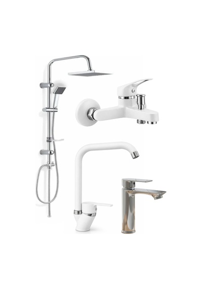 Full 4'lü Set Beyaz Banyo Lavabo Mutfak Ve Robot Duş Seti Diğer