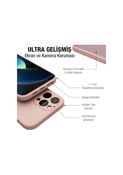 Apple Uyumlu iPhone 11 Pro Kılıf Kamera Korumalı Lansman Silikon Kapak Pudra
