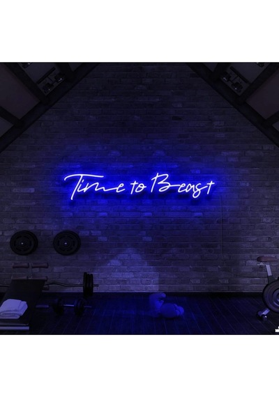 Time To Beast Yazılı Neon Tabela Mavi