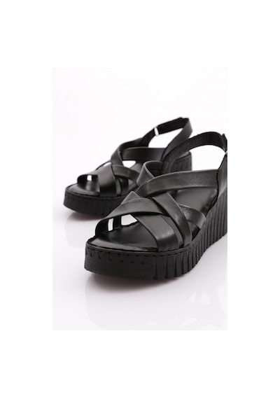 Dgn 254 Kadin Şeritli Açik Sandalet 254-2498-R11318 Siyah Siyah