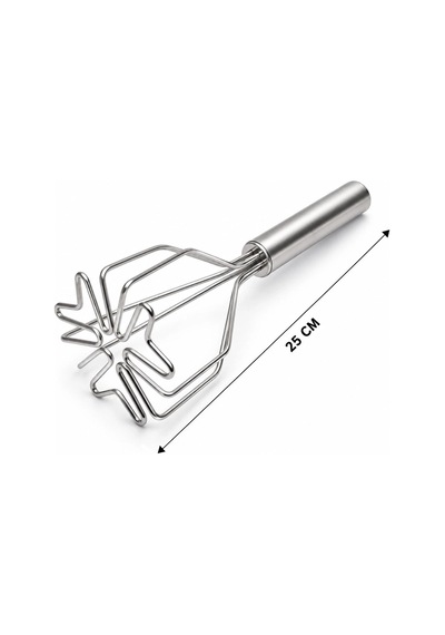 Hubrendy Tedarik Kalp Şekilli Metal Patates Ezici 26 Cm Krom Saplı, 9 Cm Başlık Diğer