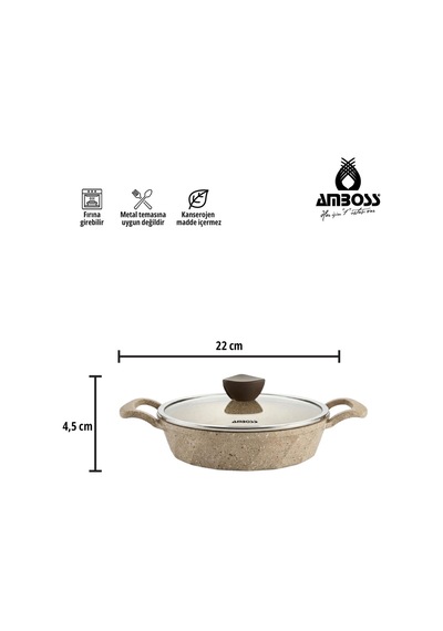 Vento 6 Parça Cam Kapaklı Döküm Sahan Seti - Cappucino Bej