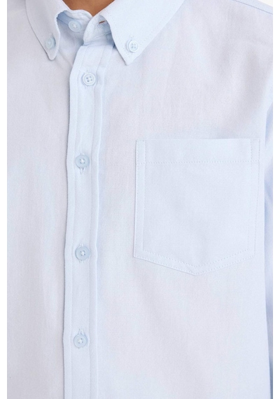 Defacto Erkek Çocuk Polo Yaka Oxford Uzun Kollu Basic Düz Gömlek W3215a626spbe61 Mavi-be61
