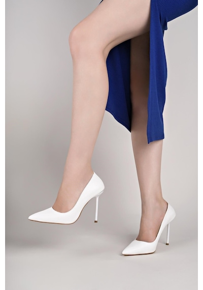 Nesilshoes Nesil Shoes Hkm 507 Beyaz Kalem Topuk Kadın Stiletto