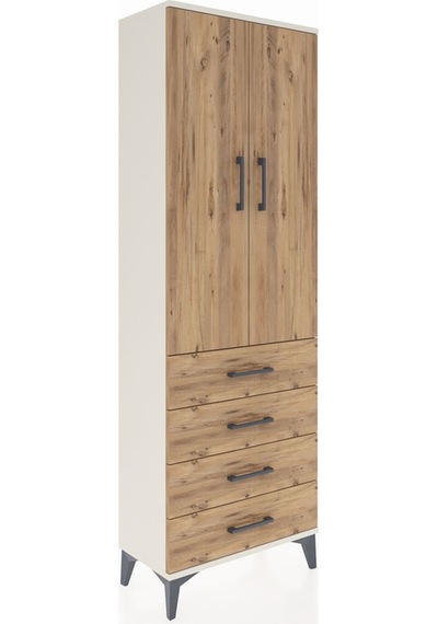 Arges Dolap 3 Raflı 4 Çekmeceli 2 Kapaklı 60x30x182 Aytaşı-çam Aytaşı