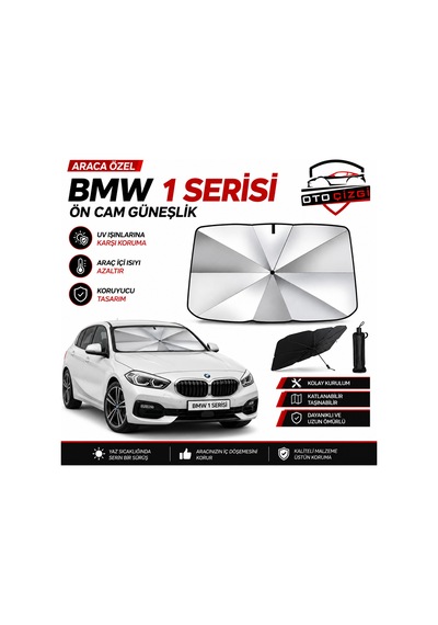 Bmw 1 Serisi Şemsiye Tip Ön Cam Güneşliği Katlanabilir Uv Korumalı Araç Cam Güneşlik