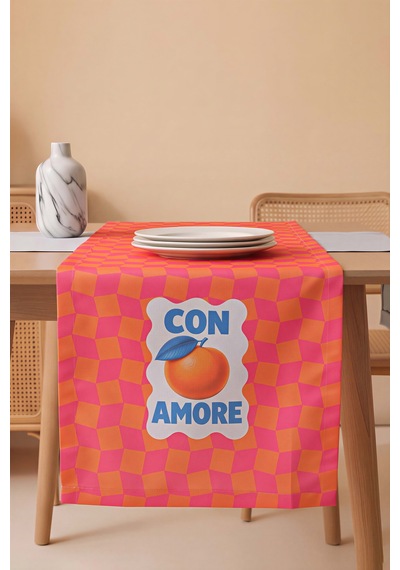 Con Amore Baskılı Runner 40x140 Cm Çok Renkli