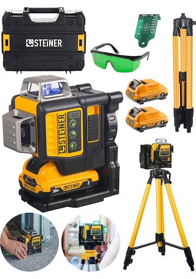 Steiner 36 V 5 Ah 12 Köşe 360 Yeşil Çizgili Lazer + Tripod