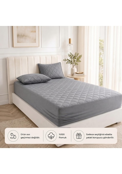 Formeya Yatak Koruyucu Alez Kapitone Gri Renk%100 Pamuk Fitted Alez Çarşaf 90 X 190 Diğer