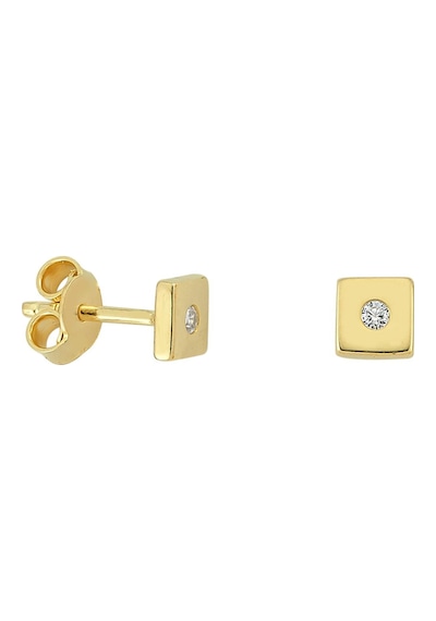 14 Ayar Altın Tek Taşlı Kare Küpe 0,91 Gr-5131