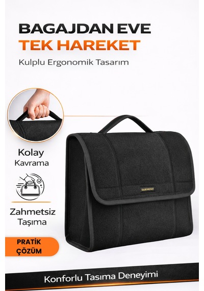 Oto Bagaj Organizer Bagaj Çantası M Boy Kaymaz Cırt Bantlı Velur Kompakt Düzenleyici - Mcx3