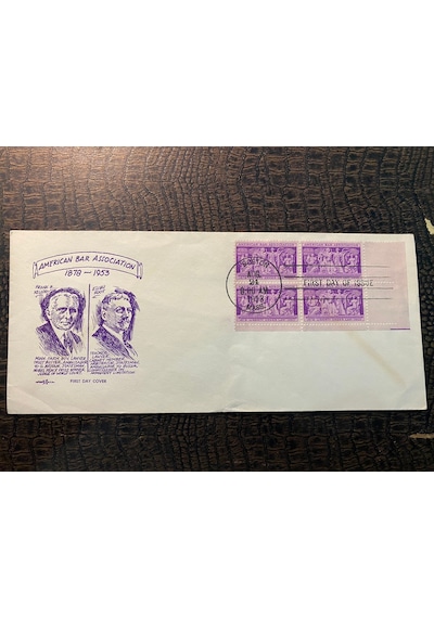 Amerıcan Bar Assocıatıon First Day Cover August 1953 Stamps Block Of 4 3c /amerikan Barolar Birliği Seri No'lu İlk Gün Zarfı Özel Pullu Limited