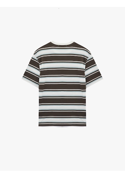 Koton Oversize Kısa Kollu Bisiklet Yaka Çizgili Tişört Kahverengi Çizgili 6sam10387mk Koton Oversize Kısa Kollu Bisiklet Yaka Çizgili Tişört Kahverengi Çizgili 6sam10387mk