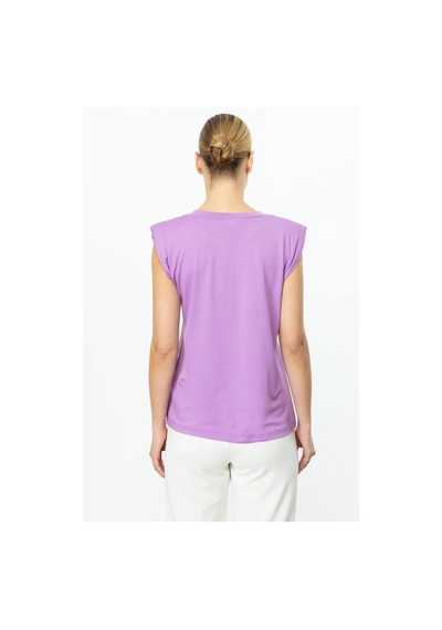 On Fashion Omuzları Vatkalı Kadın Kolsuz Bluz 25y.on.blz.51486.01 Lila