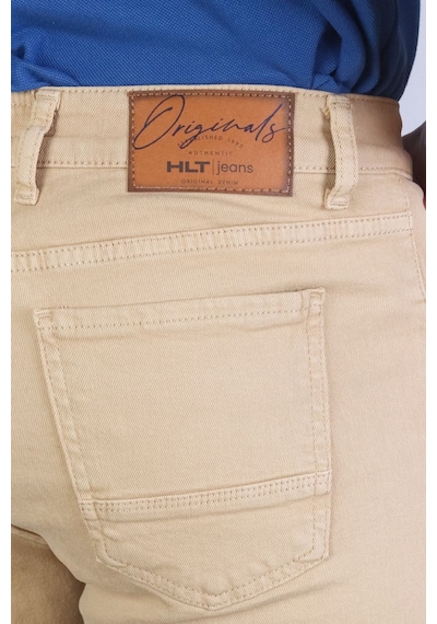 HLT Jeans Erkek Bej Slim Kesim Comfort Likralı Esnek Jeans Şort Thomas-Bej 001