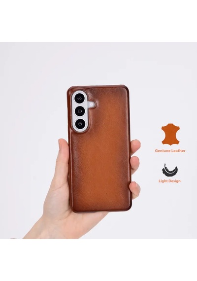 Galaxy S26 İçin, Hakiki Deri, El Yapımı Kılıf, İç Yüzeyi Kadife, Gölgeli Taba