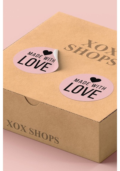 Pembe Kalpli Love Kargo Sticker 3x3cm St2176 Çok Renkli