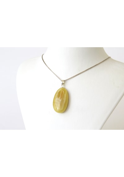 Ambergold Kehribar Gümüş Kolye Ucu Damla Kehribardan Kly0553