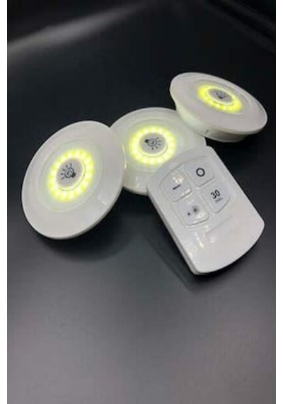 Uzaktan Kumandalı Yapışkanlı 3'Lü Led Spot Lamba Pilli Spot Lamba