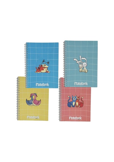 A5 Spiralli Konsept Defter 40 Yaprak 4'lü Tamamı Çizgisiz
