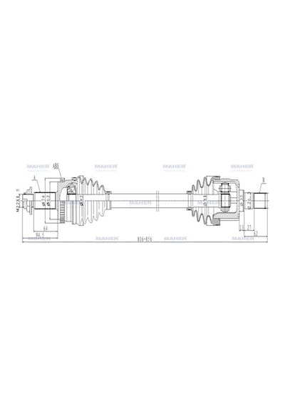 MAHER 1877 Aks Komple Arka İx-35 10-15 Sportage 11-16 Dizel Sağ Absli 48 Diş 816Mm