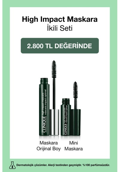 Clinique High Impact Maskara İkilisi Orijinal Boy Maskara, Mini Maskara Siyah