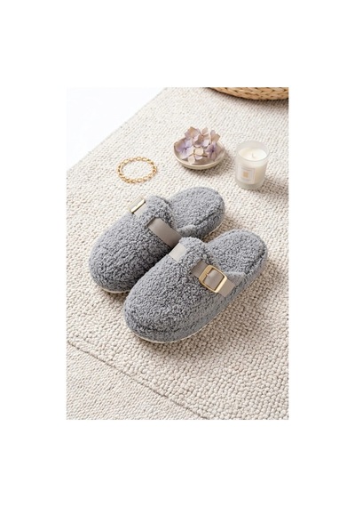 Stwenn 2'li Karma Erkek Kadın Avantajlı Paket Peluş Ev Terliği Kapalı Burun Arkası Açık Sıcak Rahat Panduf 2 Li Snow