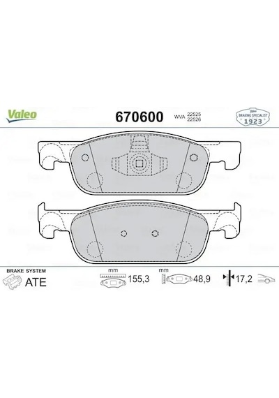 Renault Symbol 3 On Fren Balatasi 1.0 2017-2019 Valeo 670600