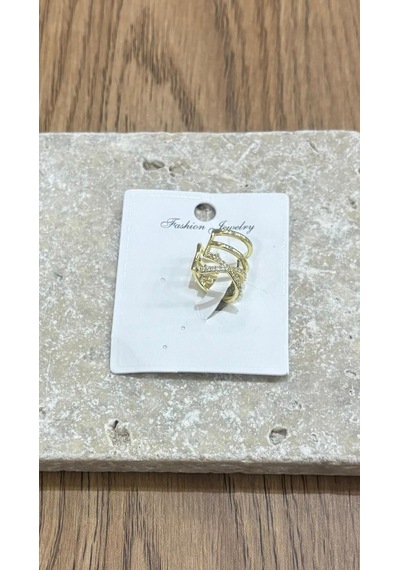 Dört Sıra Gold Kıkırdak Küpe Çok Renkli