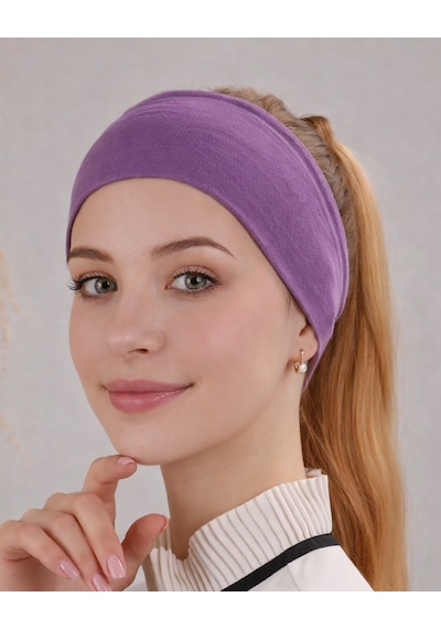 Alivascarf Kaymayan Silikonlu Bandana Bone Siyah - Kadın Tesettür Dikişsiz Kaymaz Geçme - Sportif Saç Bandı Mor