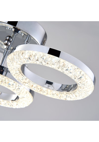 Oylum 3'lü Krom 24 Watt Kristalli Koridor Salon Led Plafonyer Avize Krom