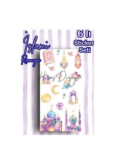 6’lı Ramazan ve İslami Ayet Temalı Sticker Seti Ajanda Scrapbook Kolaj