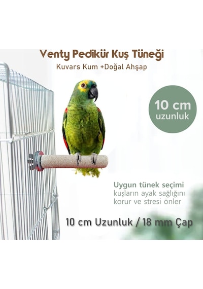Venty Pedikür Papağan Tünek 10 cm Uzunluk 18 mm Çap / 1 Adet - Kumlu Tünek- Zımpara Tünek