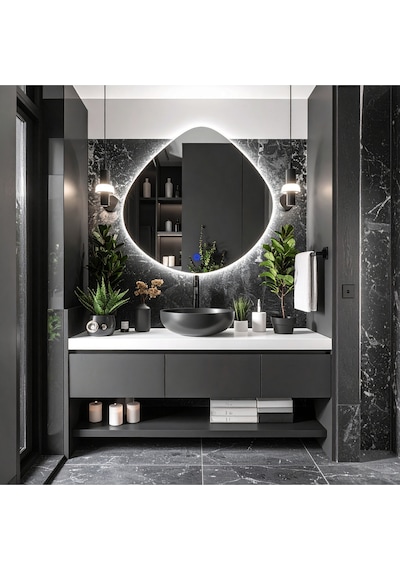 Zynor Beyaz Led'li Lazer Kumlamalı Lavabo & Banyo Aynası Dokunmatik Sensörlü 100 X 100 Cm