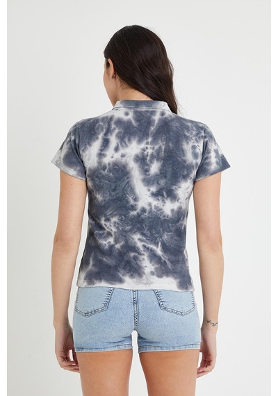 Kadın Batik Yıkamalı T-shirt Siyah