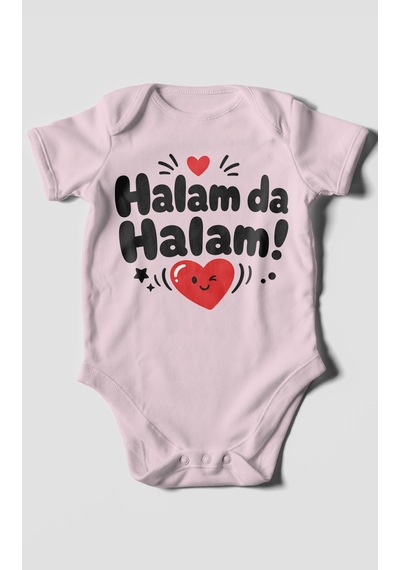 Morivokids Halam Da Halam Kısa Kollu Bebek Body %100 Pamuk Bebe Pembe