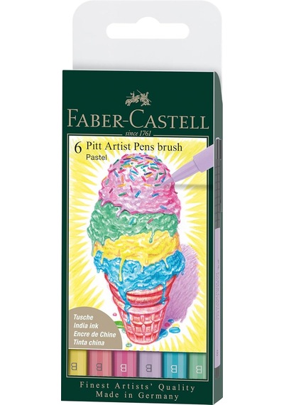 Faber-castell Pitt Çizim Kalemi Fırça Uç "pastel Renkler" 6'lı Po Çok Renkli