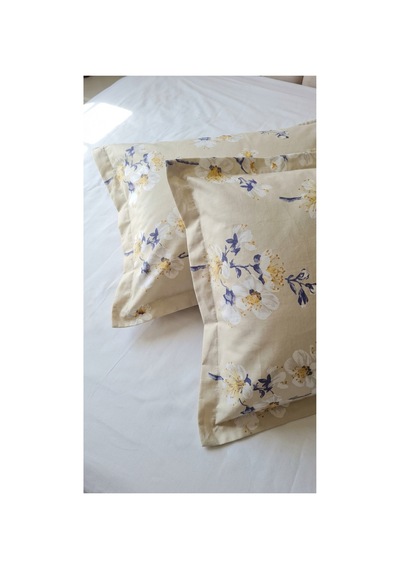 %100 Pamuklu Çiçek Desenli Volanlı Yastık Kılıfı 2 Adet 50x70 Cm Mavi - 864231967 Mavi