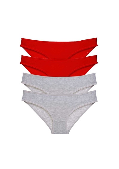 Royaleks 4 adet Eko Set Likralı Kadın Slip Külot Kırmızı Gri RYL-EKO4014 Gri