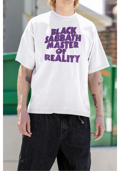 Black Sabbath Master Of Reality Yazılı Unisex Oversize Müzik Grub Beyaz