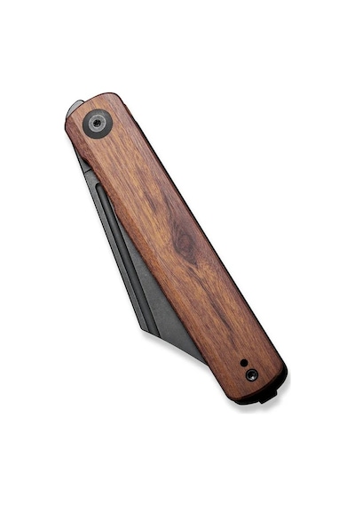 Sencut Bronte Front Flipper Knife Black Blade Cuibourtia Wood Handle Kamp Çakı Kahverengi