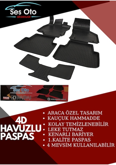 Renault Megane 4 2016 Ve Üstü 4D Havuzlu Paspas